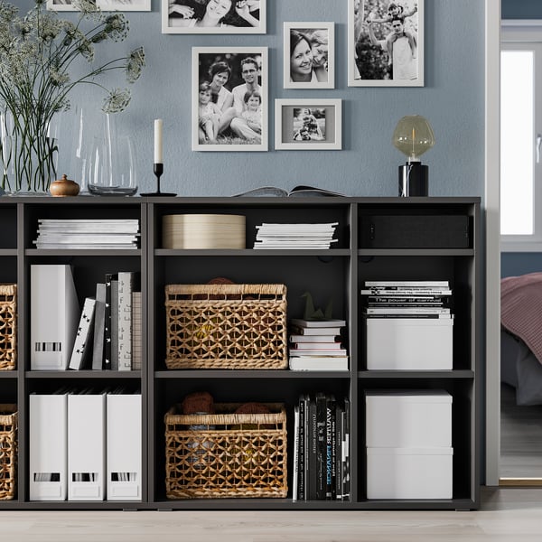 VIHALS shelving unit with 4 shelves, dark grey, 95x37x90 cm
