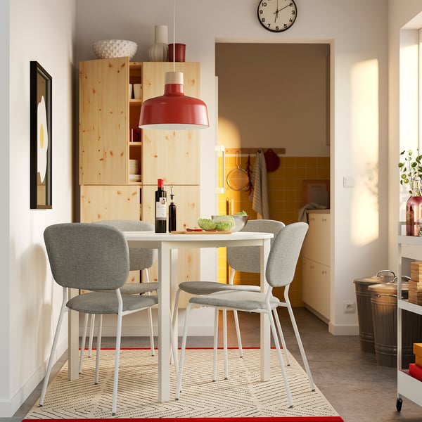 VIHALS - Chair, white/Tibbleby beige-grey