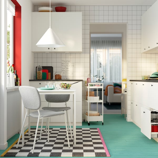VIHALS - Chair, white/Tibbleby beige-grey