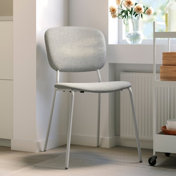 VIHALS - Chair, white/Tibbleby beige-grey