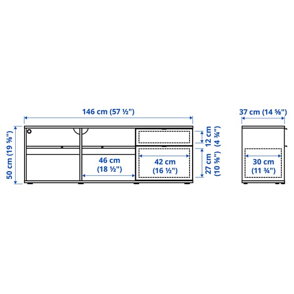 VIHALS TV/storage combination, white, 216x47x120 cm