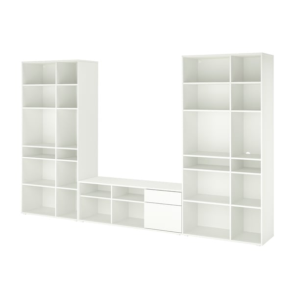 VIHALS TV/storage combination, white, 337x37x200 cm