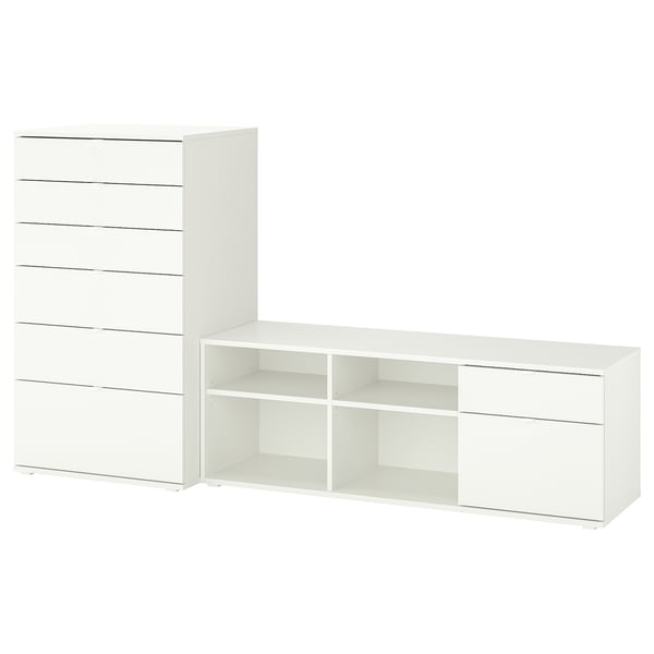 VIHALS TV/storage combination, white, 216x47x120 cm