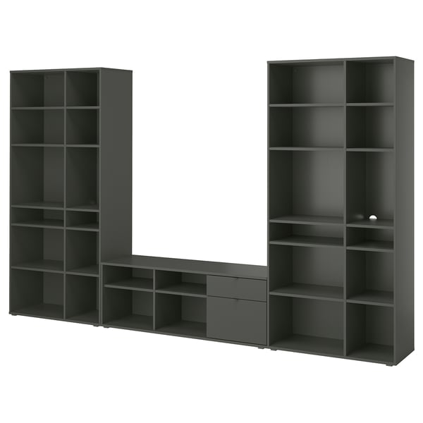 VIHALS TV/storage combination, dark grey, 337x37x200 cm