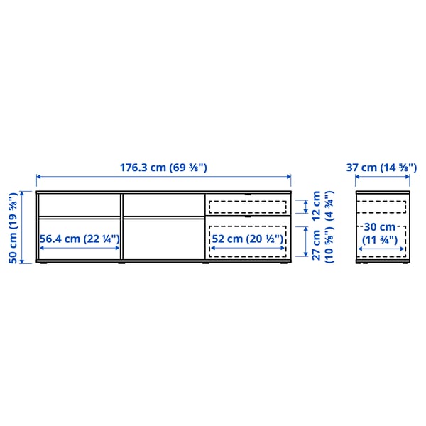VIHALS - VIHALS TV/storage combination, dark grey, 275x47x90 cm