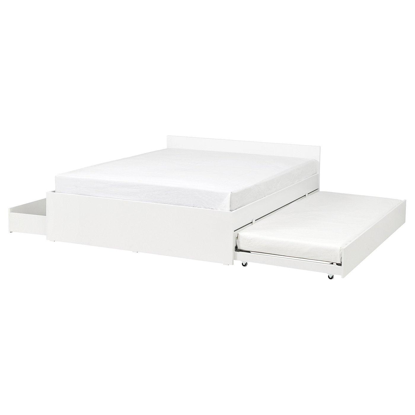 VIHALS bed frame, 2 stor box/1 trundle bed, white/Lillhällan, 200x140 cm