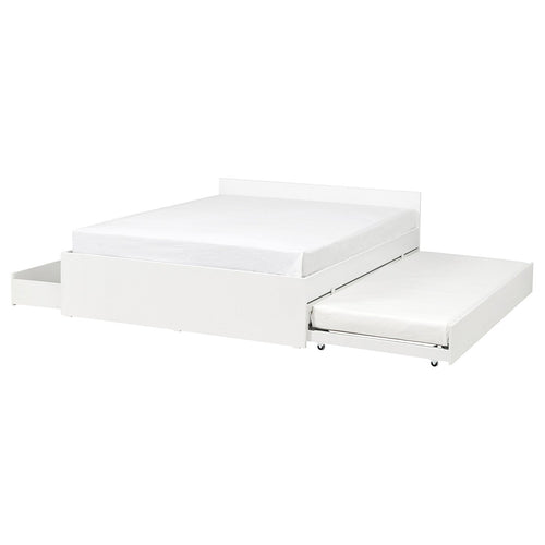 VIHALS bed frame, 2 stor box/1 trundle bed, white/Lillhällan, 200x140 cm