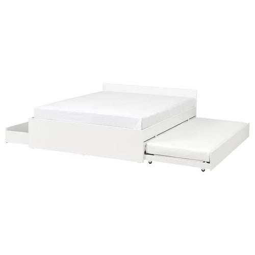 VIHALS - bed frame/2 drawers/1 bed estr, white/Luröy,140x200 cm