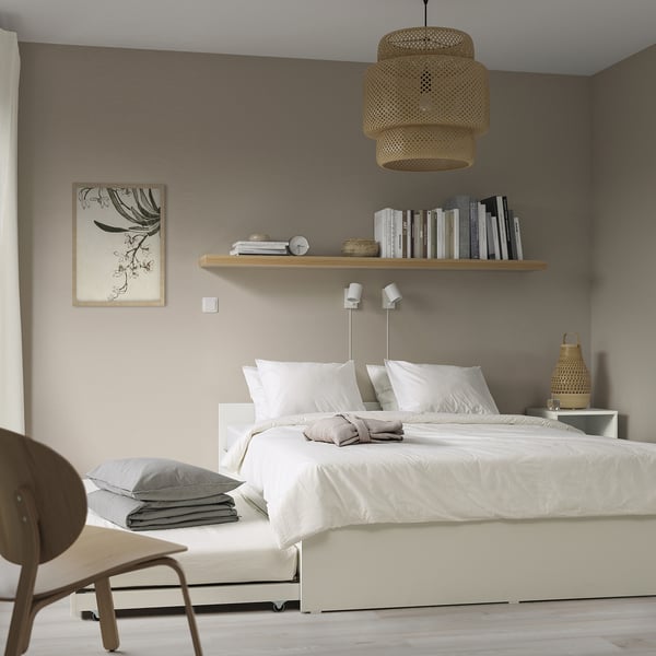 VIHALS - Bed frame/2 drawers/1 bed estr, white/Luröy,160x200 cm