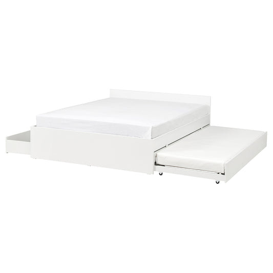 VIHALS bed frame, 2 stor box/1 trundle bed, white, 140x200 cm