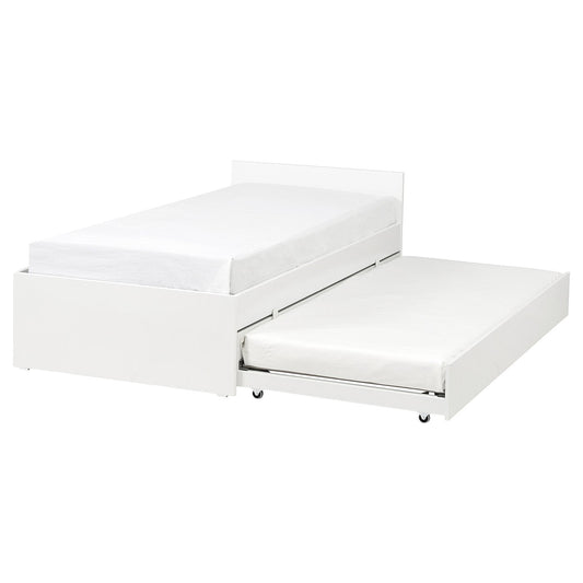 VIHALS bed frame with 1 trundle bed, white/Lillhällan, 200x90 cm