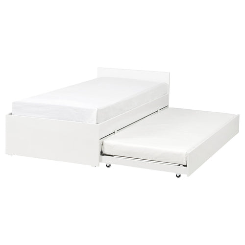 VIHALS bed frame with 1 trundle bed, white/Lillhällan, 200x90 cm