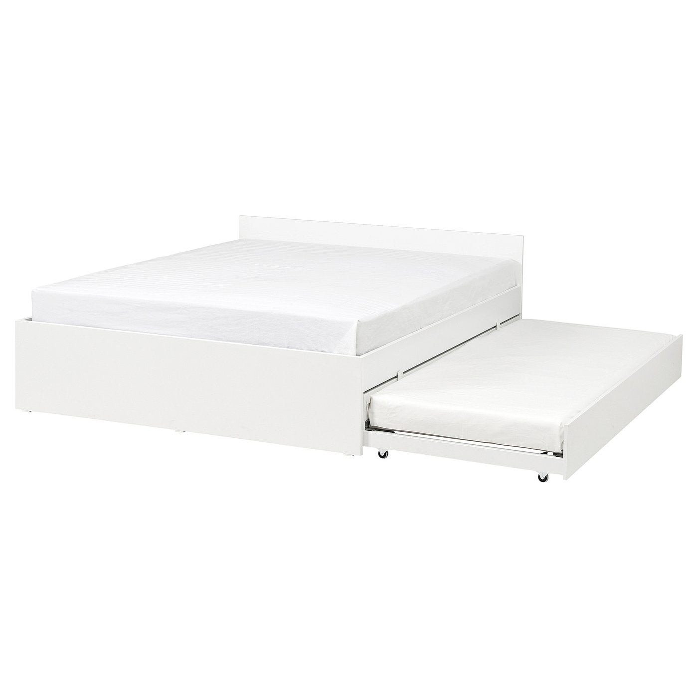 VIHALS bed frame with 1 trundle bed, white/Lillhällan, 200x160 cm