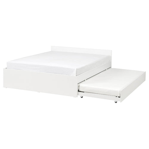 VIHALS bed frame with 1 trundle bed, white/Lillhällan, 200x160 cm