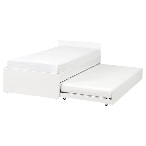 VIHALS bed frame with 1 trundle bed, white/Luröy, 90x200 cm