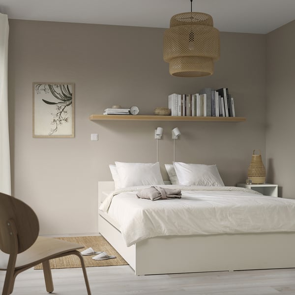 VIHALS - Bed frame/1 pull-out bed, white/Luröy,160x200 cm