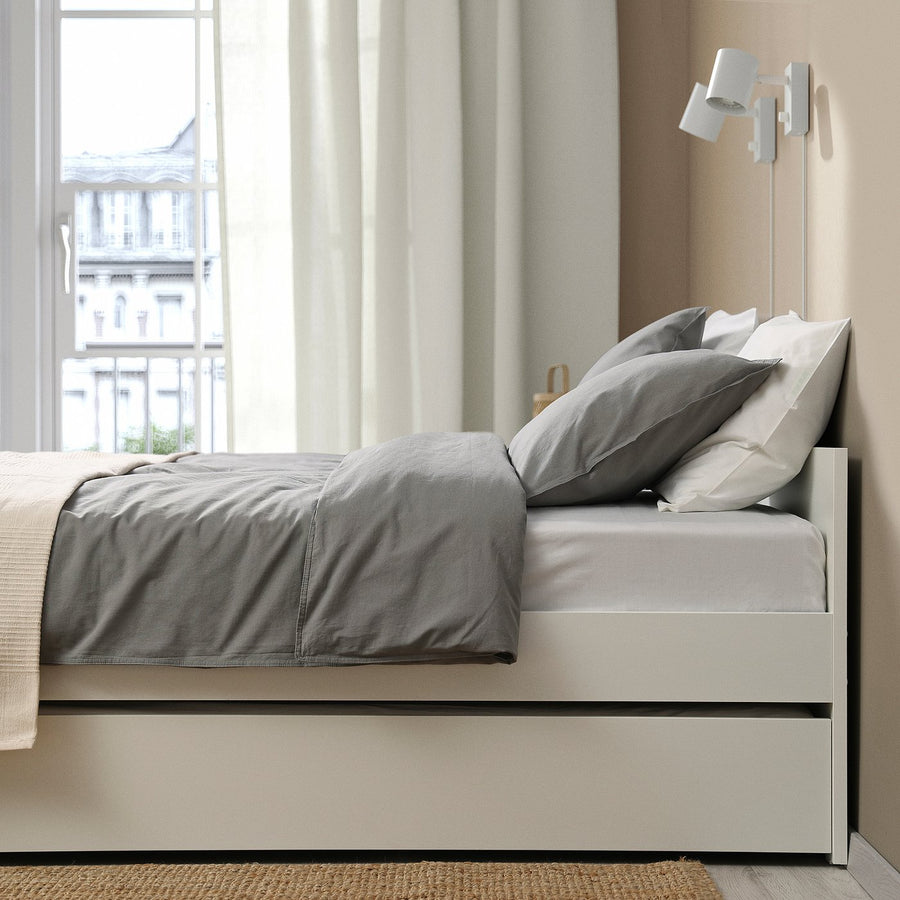 VIHALS bed frame with 1 trundle bed, white, 140x200 cm
