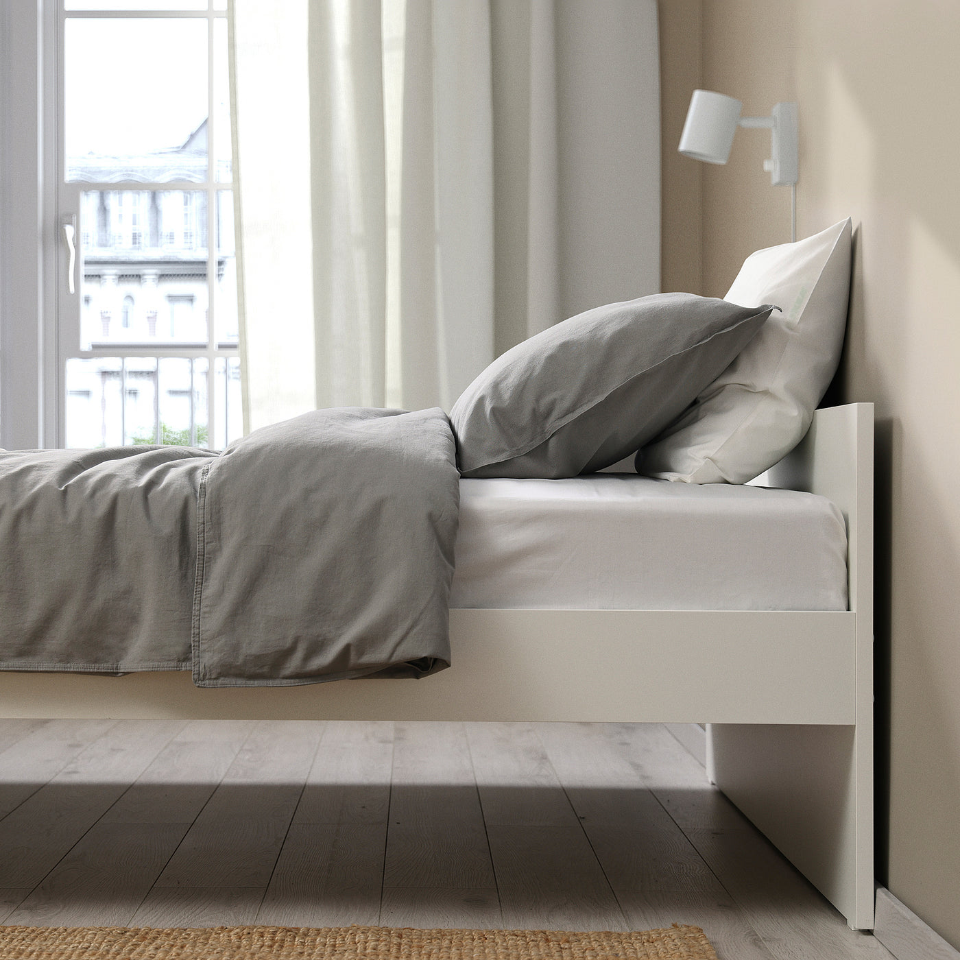 VIHALS bed frame, white/Lindbåden, 90x200 cm