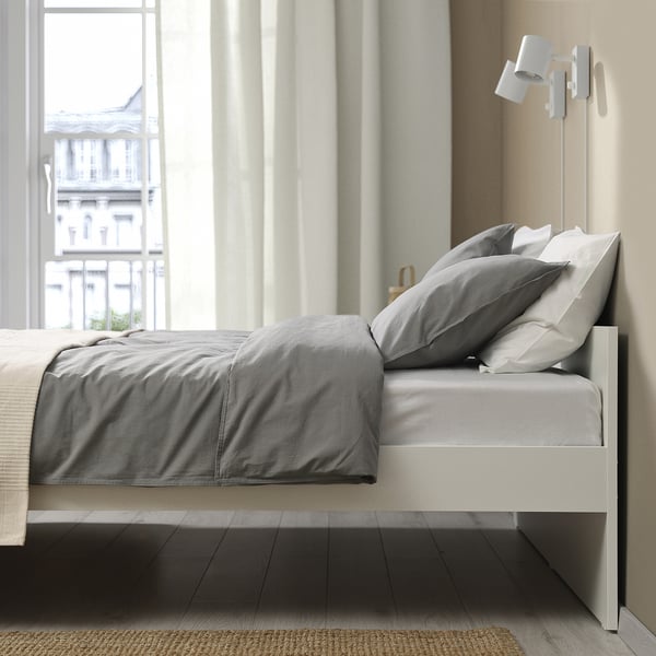 VIHALS - Bed frame, white/Luröy,140x200 cm
