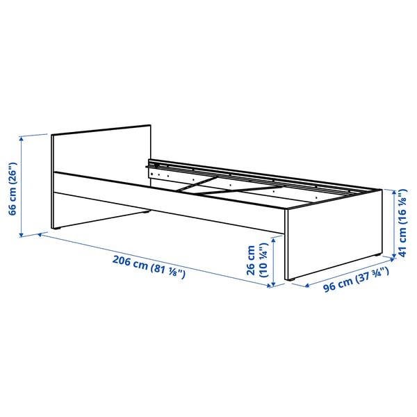 VIHALS - Bed frame, white/Luröy,90x200 cm