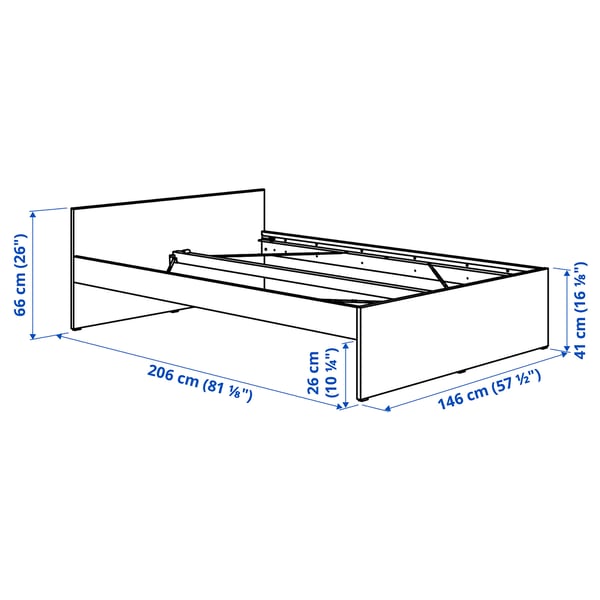 VIHALS - Bed frame, white/Luröy,140x200 cm