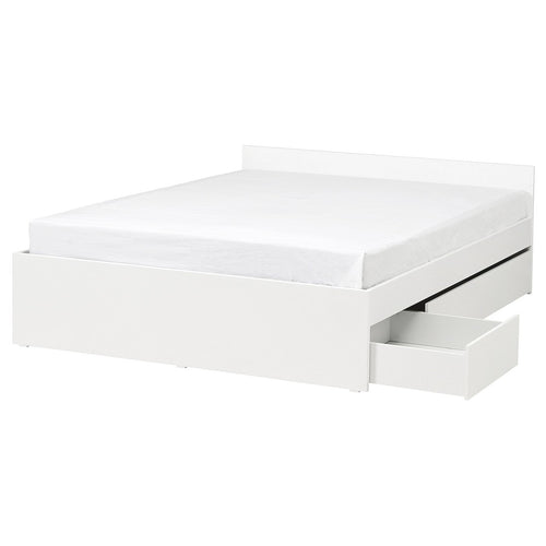 VIHALS bed frame with 2 storage boxes, white/Lillhällan, 200x160 cm