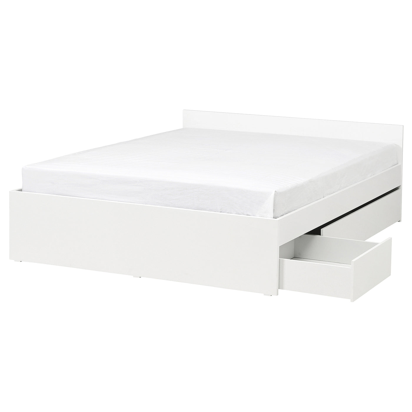 VIHALS bed frame with 2 storage boxes, white/Lindbåden, 160x200 cm