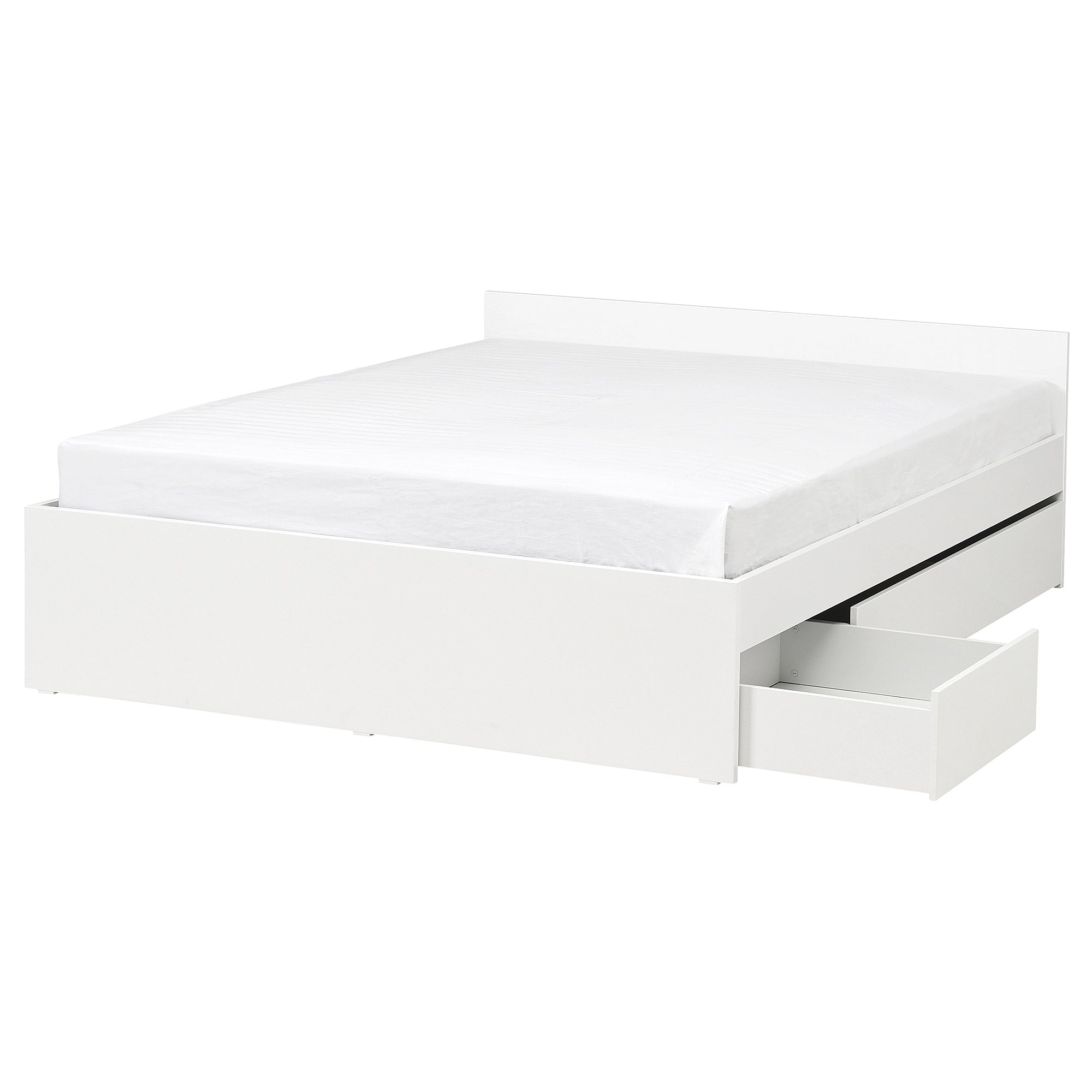 VIHALS bed frame with 2 storage boxes, white/Lindbåden, 160x200 cm