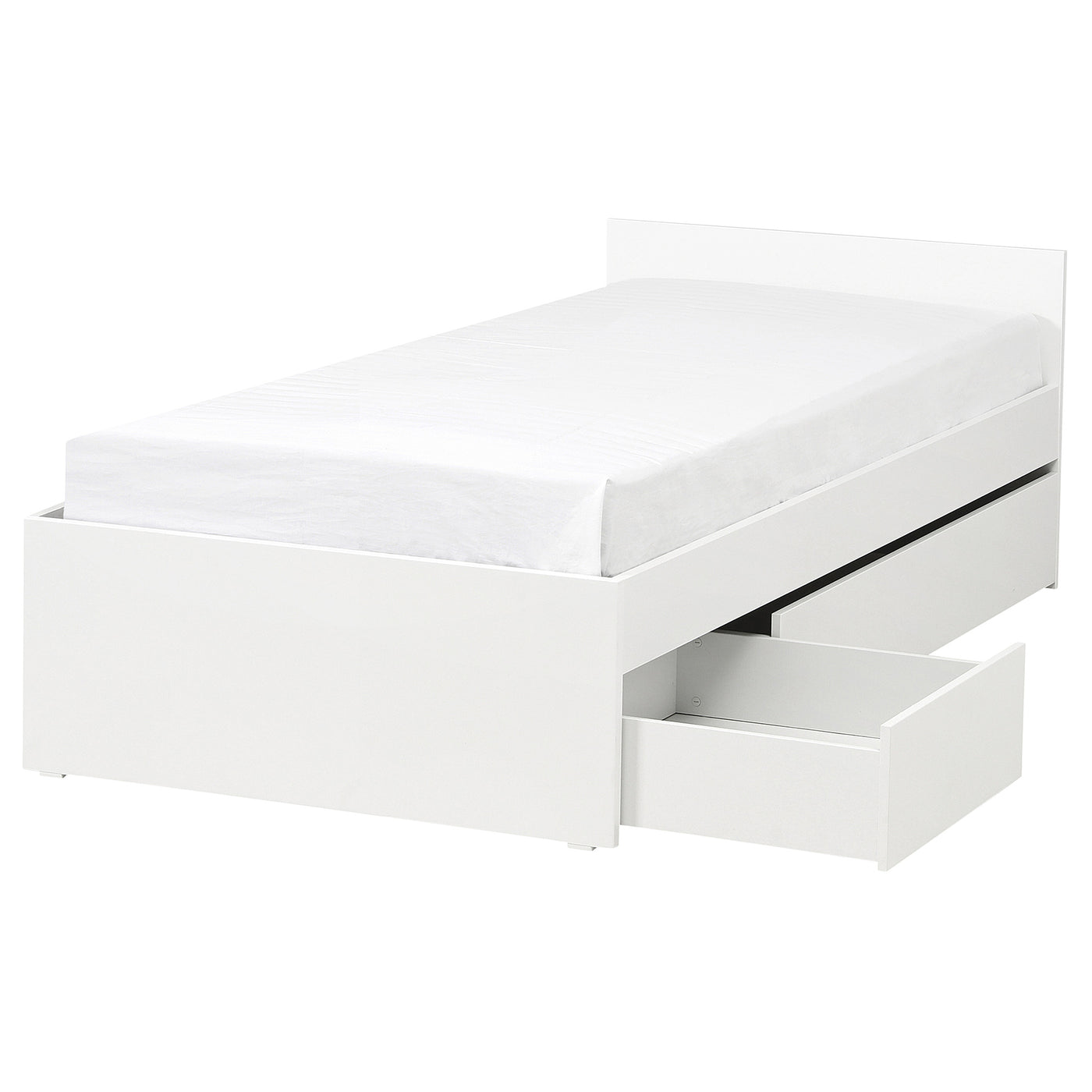 VIHALS bed frame with 2 storage boxes, white, 90x200 cm