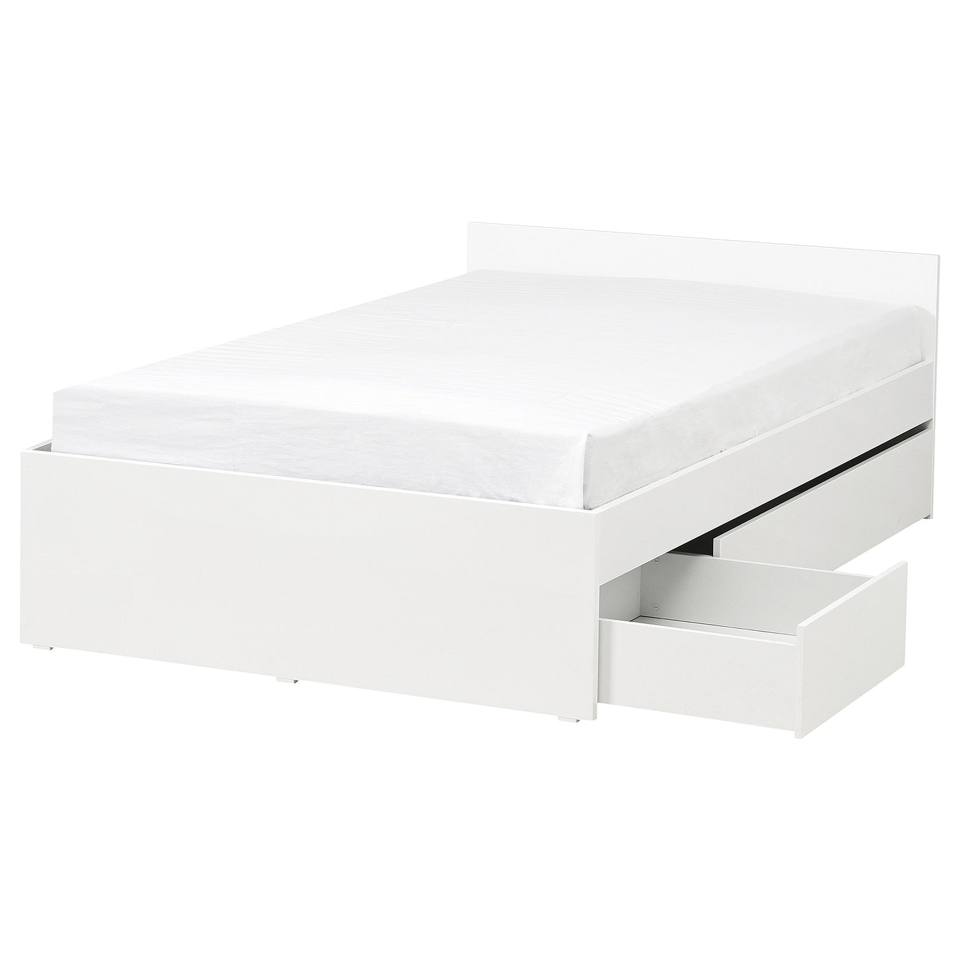VIHALS bed frame with 2 storage boxes, white, 140x200 cm