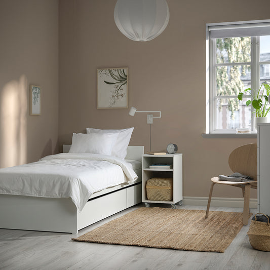 VIHALS bed frame with 2 storage boxes, white, 90x200 cm