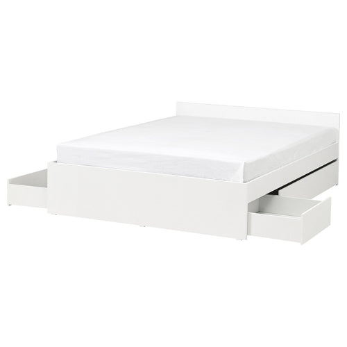 VIHALS bed frame with 4 storage boxes, white/Lillhällan, 200x160 cm
