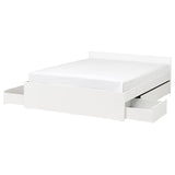 VIHALS bed frame with 4 storage boxes, white/Luröy, 160x200 cm