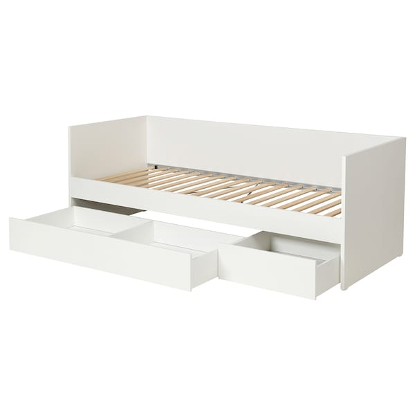 VIHALS - Day-bed frame with storage, white, 80x200 cm
