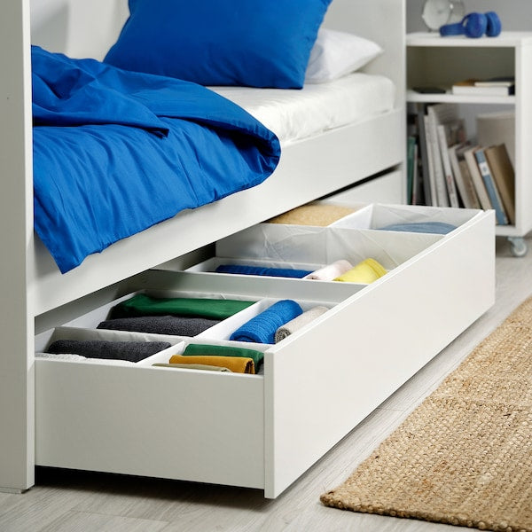 VIHALS - Day-bed frame with storage, white, 80x200 cm