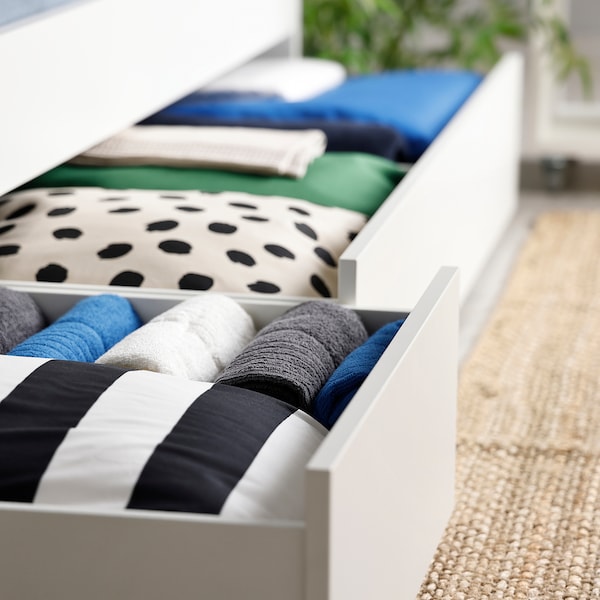 VIHALS - Day-bed frame with storage, white, 80x200 cm