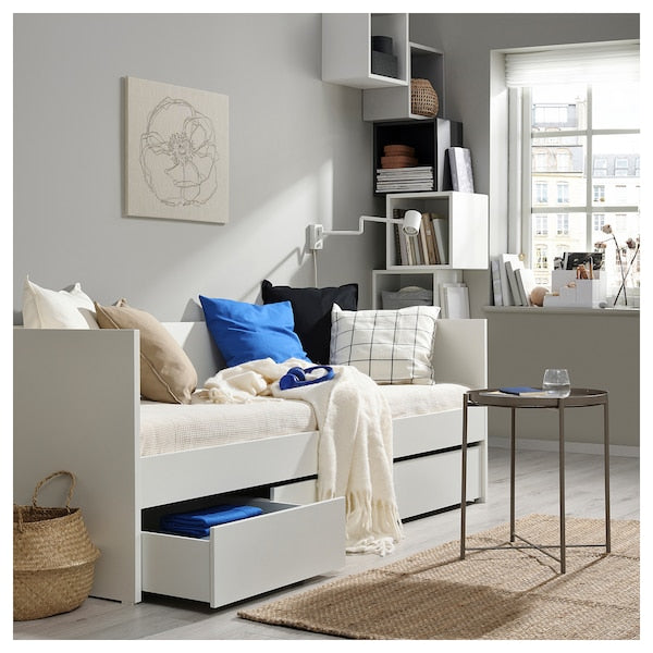 VIHALS day-bed frame with storage, white, 80x200 cm