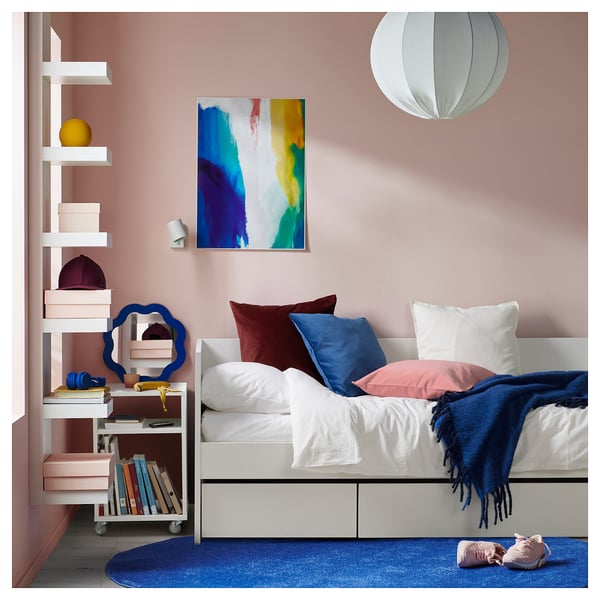 VIHALS day-bed frame with storage, white, 80x200 cm