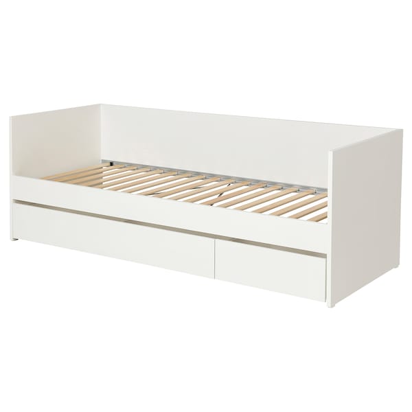 VIHALS - Day-bed frame with storage, white, 80x200 cm