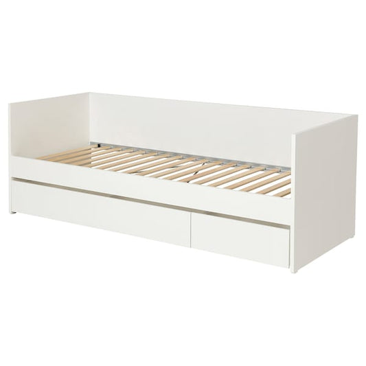 VIHALS - Day-bed frame with storage, white, 80x200 cm