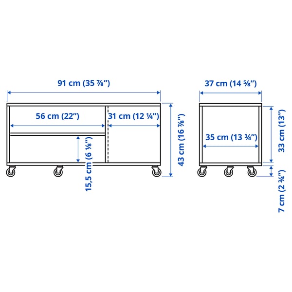 VIHALS coffee table, dark grey, 91x37 cm