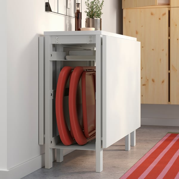 VIHALS gateleg table, white, 39/95/151x90 cm