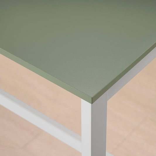 VIHALS bar table, counter height white/green, 125x74x92 cm