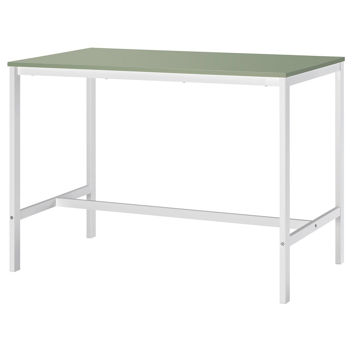 VIHALS bar table, counter height white/green, 125x74x92 cm