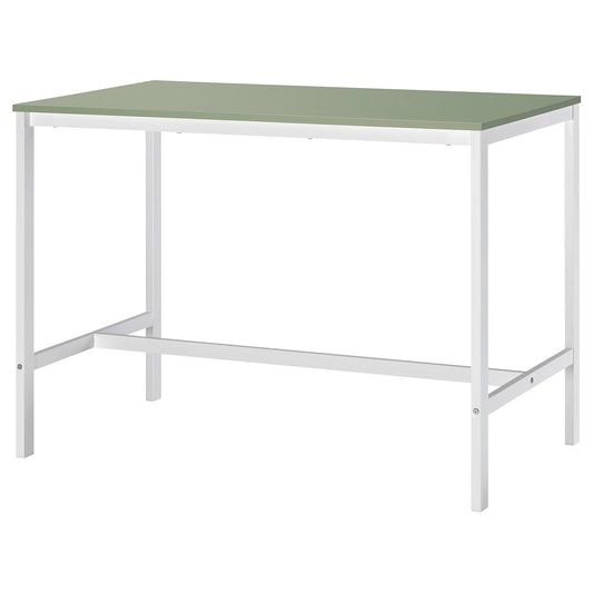 VIHALS bar table, counter height white/green, 125x74x92 cm