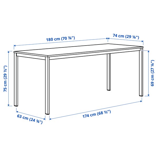 VIHALS table, white/white, 180x74 cm
