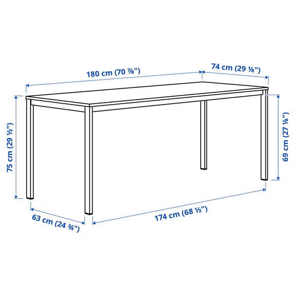 VIHALS table, white/white, 180x74 cm