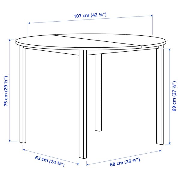 VIHALS table, white/white, 107 cm