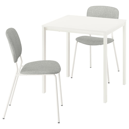 VIHALS / VIHALS - Table and 2 chairs, white/white Tibbleby beige-grey,74x74 cm