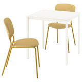 VIHALS / VIHALS table and 2 chairs, white white/yellow Tibbleby yellow, 74x74 cm